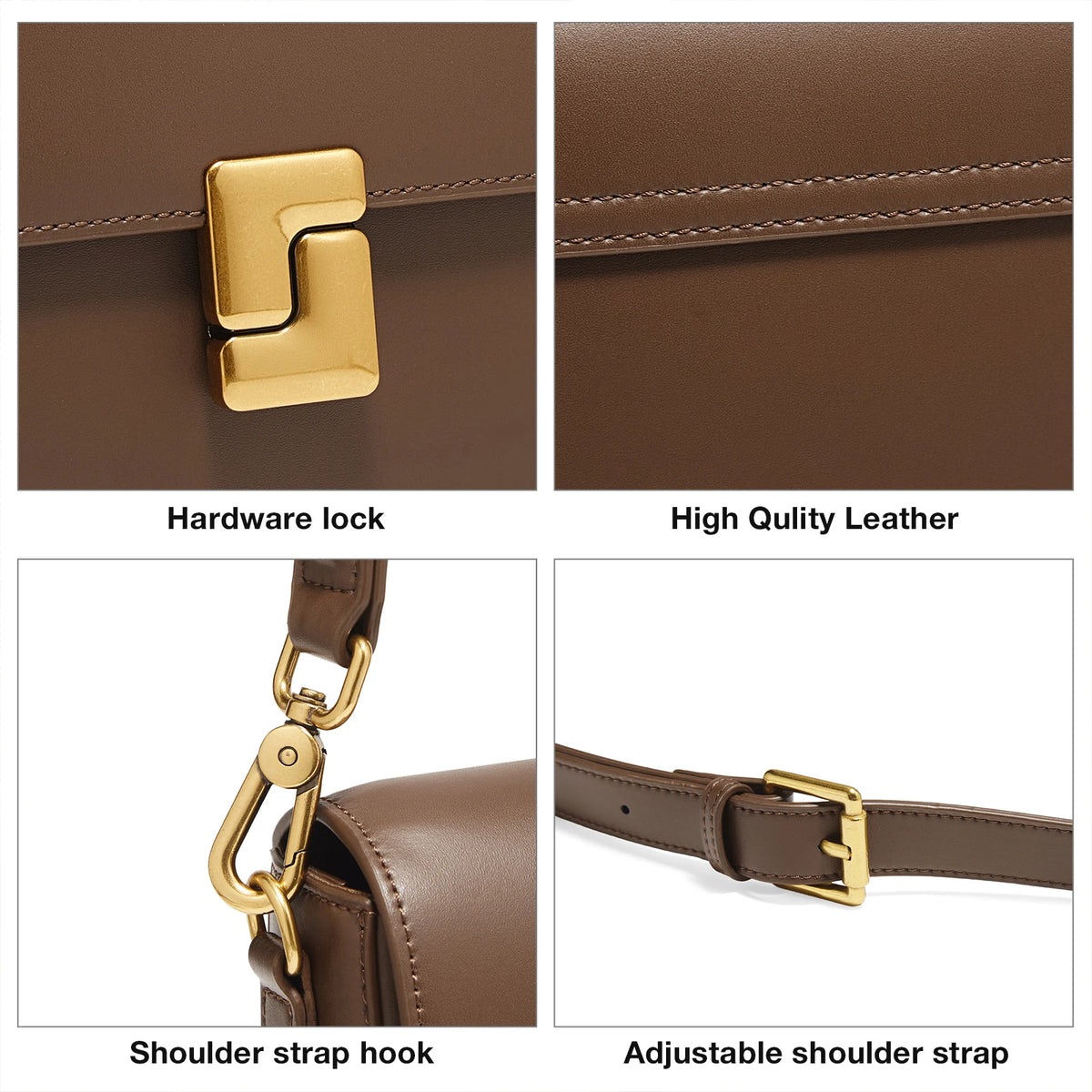FOXER New Women's Shoulder Bag Split Leather Classic Fashion Square Bag Light Luxury Lady Crossbody Bag Gift for Women