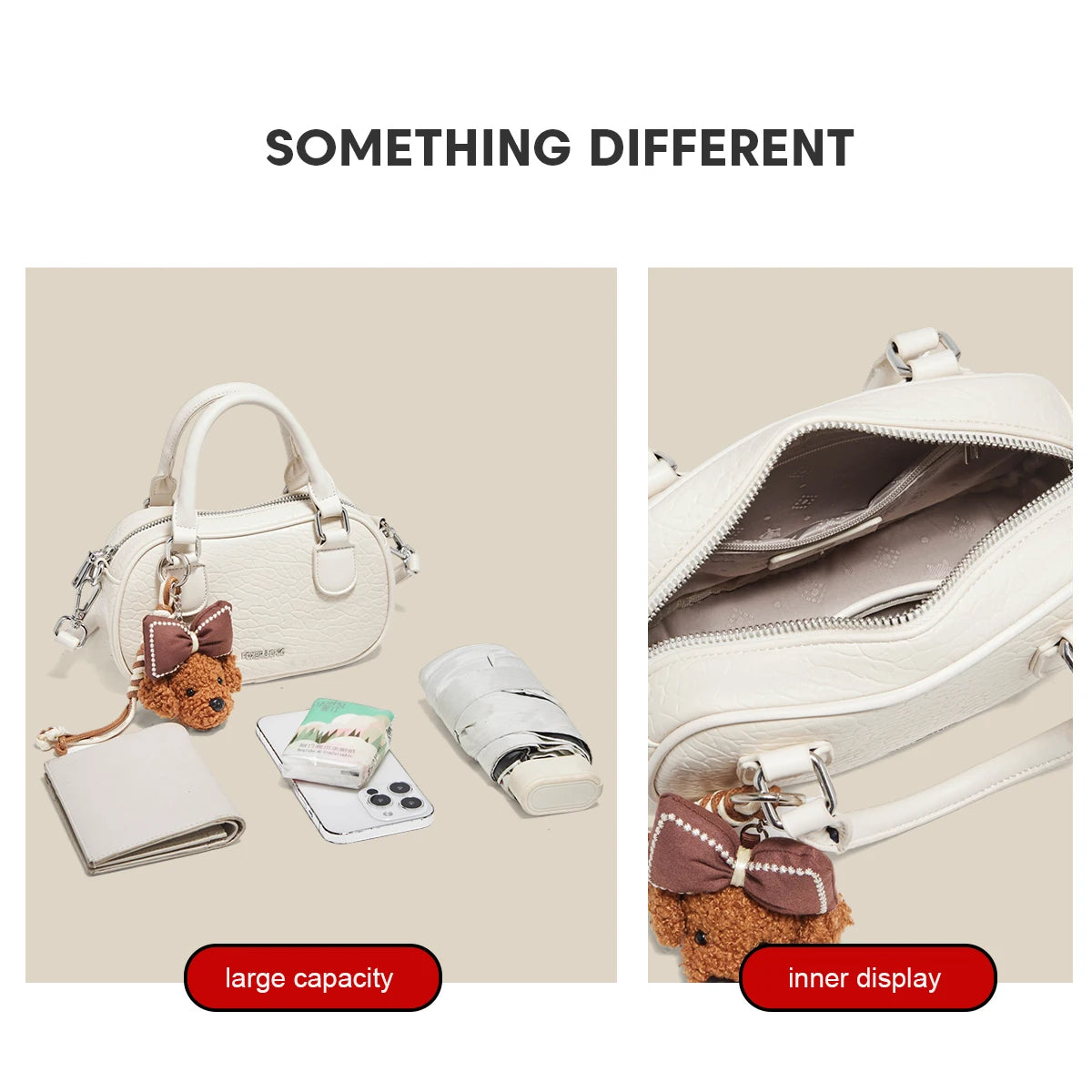 FOXER White Cowhide Leather Women's Shoulder Bag