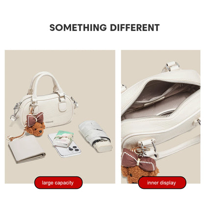 FOXER White Cowhide Leather Women's Shoulder Bag