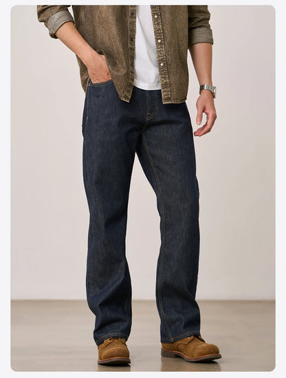 SIMWOOD 2026 Autumn New Loose Relax 13.5oz Heavyweight Washed Vintage Jeans Men Denim Pants Retro  Streetwear