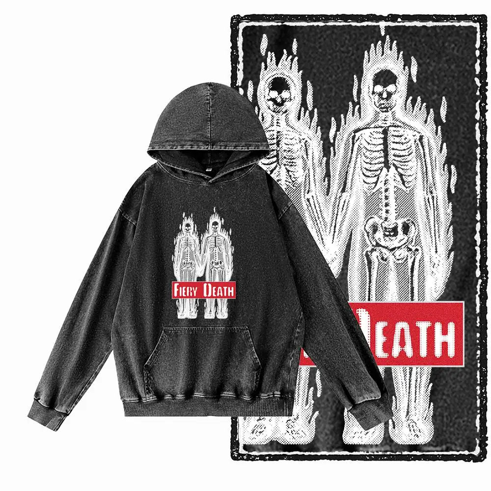 COOLMIND G20 Acid-Washed Black Graphic Hoodie