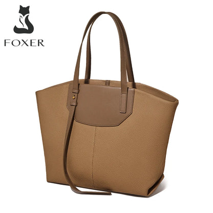 FOXER Luxury Cow Leather Tote Bag
