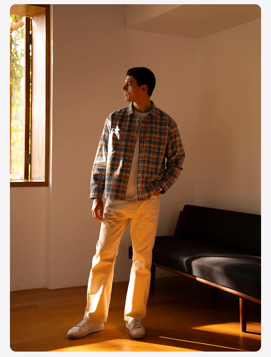 SIMWOOD 2026 Spring New Loose Relax 11.3oz Washed Vintage Jeans Men Plus Size Denim Trousers