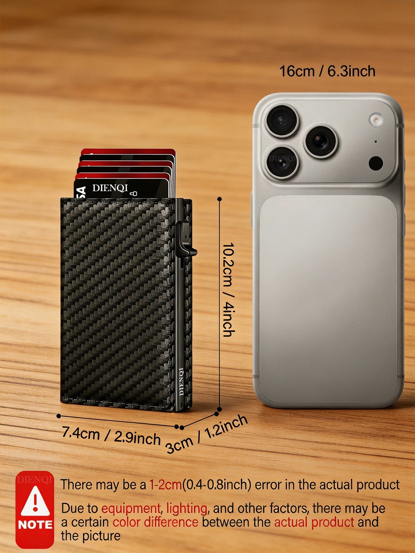 DIENQI Magnetic RFID Wallet – Carbon Fiber Design