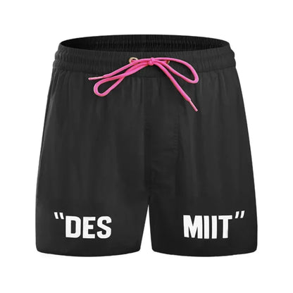 DESMIIT S75 Letter-Detail Swim Shorts with Pocket