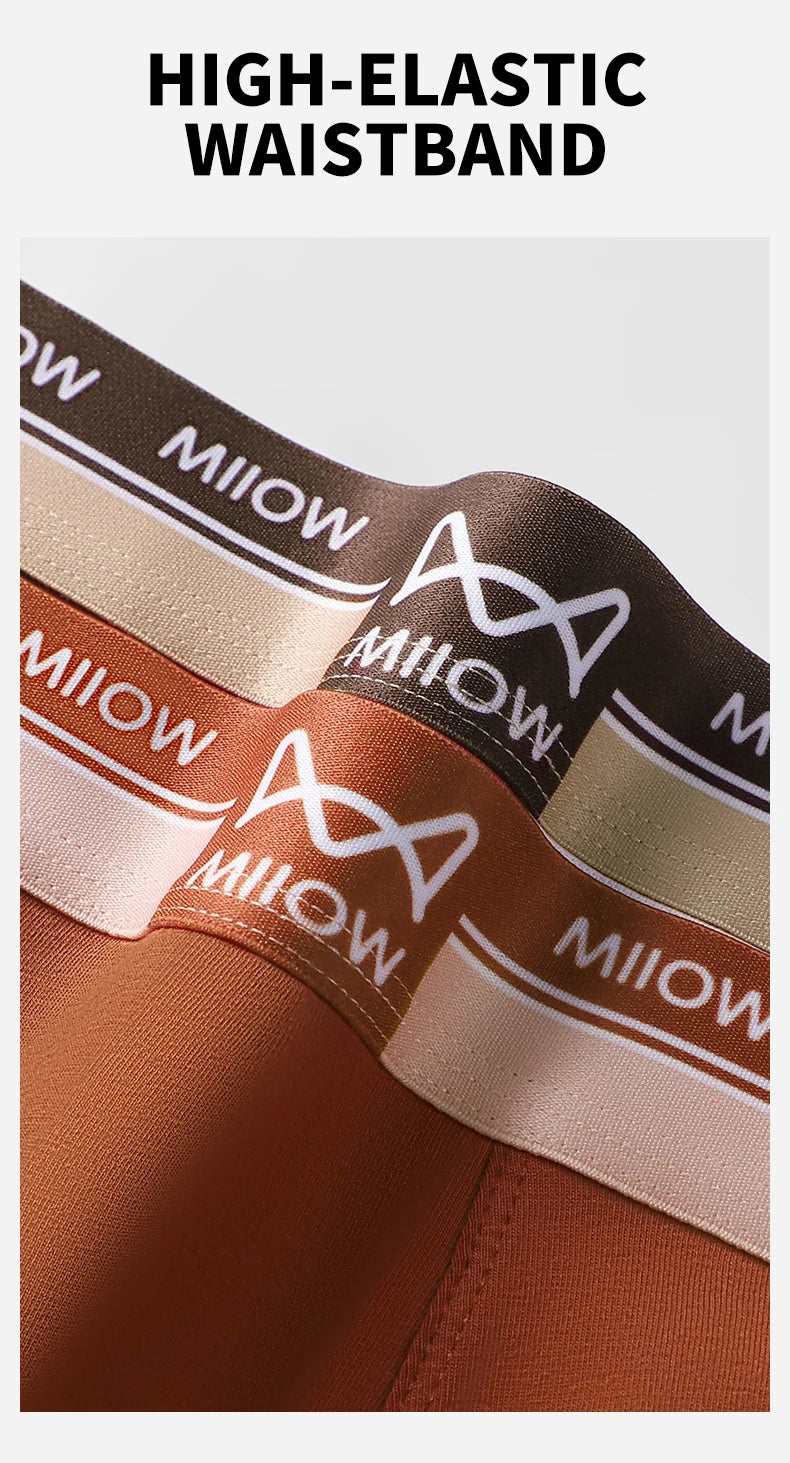 MiiOW 3Pcs Men's Cotton Boxer Shorts Antibacterial Breathable Underwear
