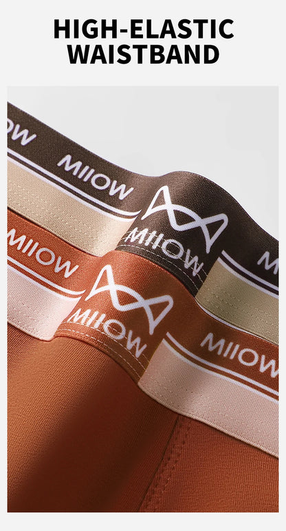 MiiOW 3Pcs Men's Cotton Boxer Shorts Antibacterial Breathable Underwear