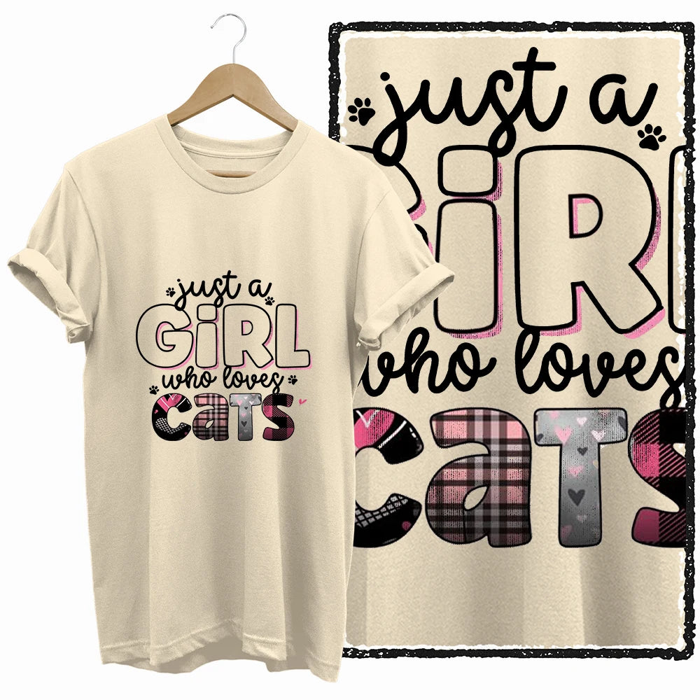 COOLMIND Beige Cat Graphic T-Shirt | Women's Relaxed Fit