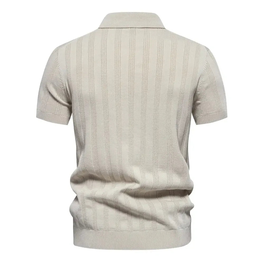 New Summer Ribbed Knit Polo Shirts - ShopHub