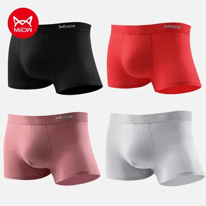MiiOW 4Pcs Men's Breathable Cotton Underwear with Graphene Antibacterial Technology - Comfortable U Convex Bag Crotch Boxers