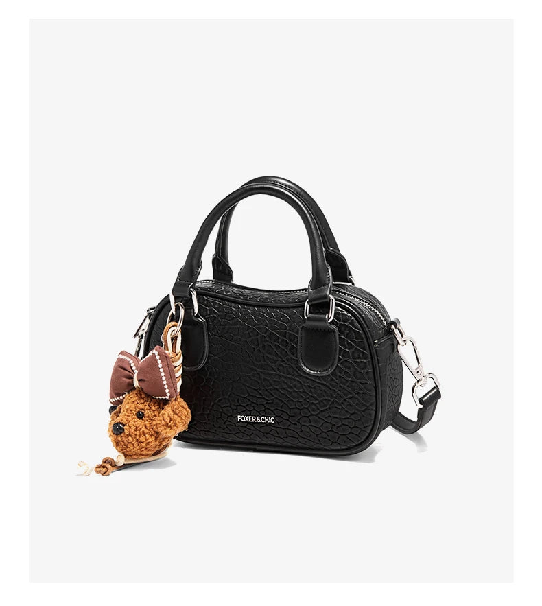 FOXER White Cowhide Leather Women's Shoulder Bag