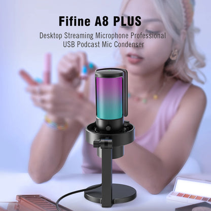 FIFINE Ampligame A8 PLUS USB Microphone - Elevate Your Streaming and Gaming Experience