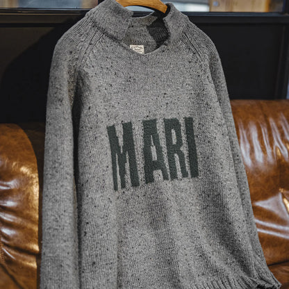 MADEN Grey Letter Jacquard Sweater