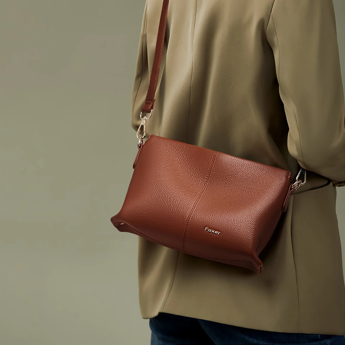 FOXER Lady's Shoulder Bag Cowhide Leather 2026 New Cross Body Bag Commute Work Handbag Casual Cellphone Purse