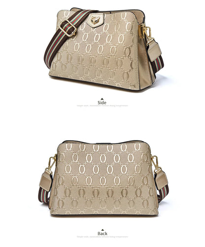 FOXER Women's Shoulder Bag Split Leather Lady Crossbody Bag Fashion Monogram Print Large Capacity Handbag Purse