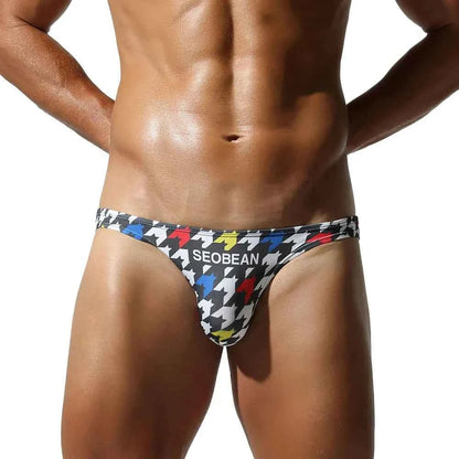 SEOBEAN Men's Printed Briefs with Contoured Pouch and Smooth Stretch Fabric - Sexy Fashion Underwear with Branded Waistband
