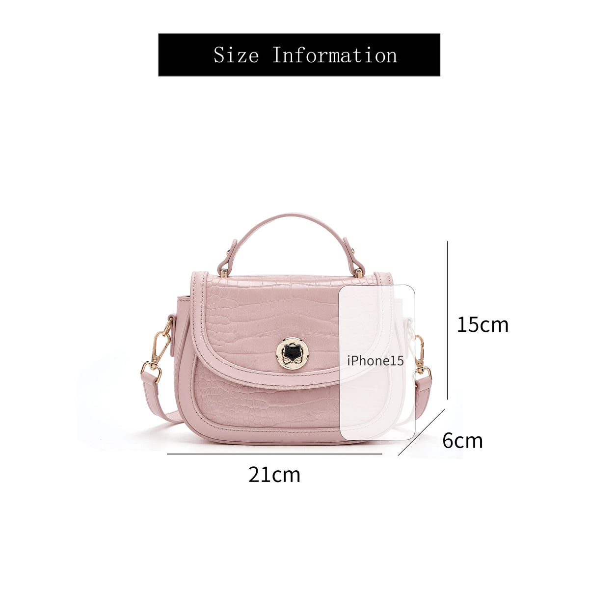 FOXER Chic Luxury Shoulder Bag for Women PU Leather Pink Top‑handle Handbag Fashion Ladies Crossbody Purse for Daily Dating
