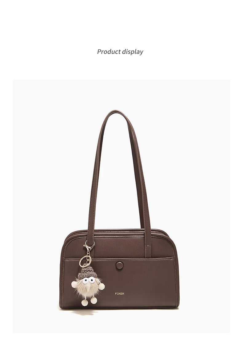 FOXER Female Shoulder Bag PU Leather Cross Body Bag 2026 New Fashion Messenger Bag Large Capacity Commute Daliy