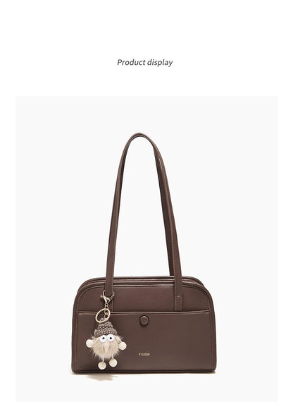 FOXER Female Shoulder Bag PU Leather Cross Body Bag 2026 New Fashion Messenger Bag Large Capacity Commute Daliy
