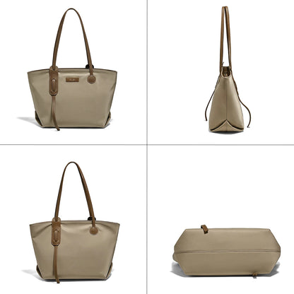 FOXER Women's Large Capacity Tote Bag Casual PU Leather Lady's Shoulder Bag Commute Travel Handbag All-match