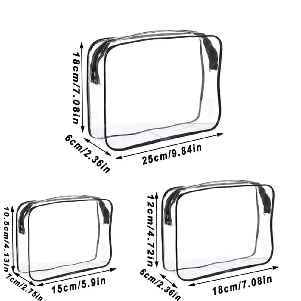 Waterproof Transparent Cosmetic Bag with Zip (3 sizes available) Habicare