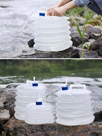 Portable Foldable Water Bag 5/10/15L - Collapsible Outdoor Container for Camping, Hiking, and Picnics