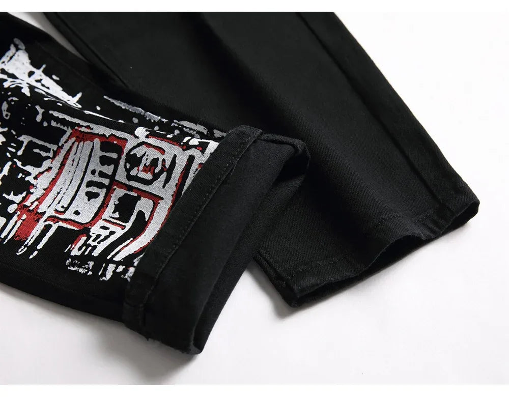 Men's Stylish Jeans Featuring Unique Letter Prints and patterns - ShopHub