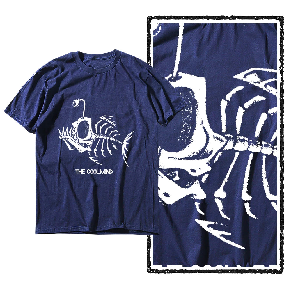 Bonefish Skull Deep Sea Fish Skeleton Funny Fisherman men T-Shirt Cotton O-Neck Short Sleeve Men T Shirt Oversize Streetwear