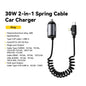 Essager 30W 2 In 1 Spring Cable Car Charger