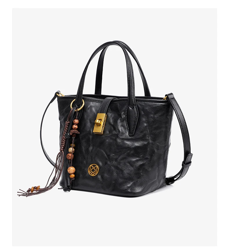 FOXER Vintage Wrinkle Leather Tote Bag