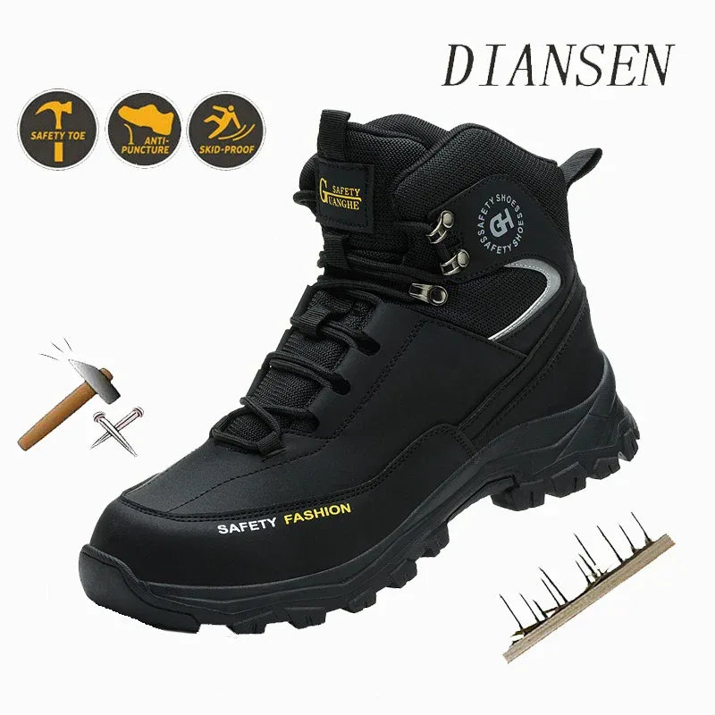 Men's Work Safety Boots Featuring Steel Toe Protection, Anti-Puncture Design - ShopHub