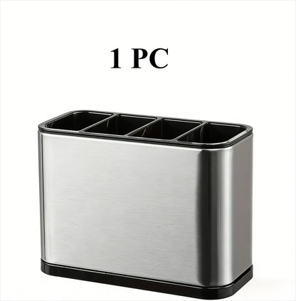 1Pc Stainless Steel Cutlery Holder with 4 Compartments
