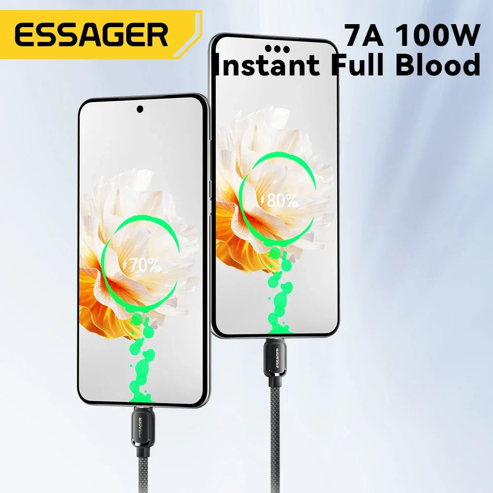 Essager 7A 100W USB Type-C Magnetic Fast Charging Data Cable. - ShopHub