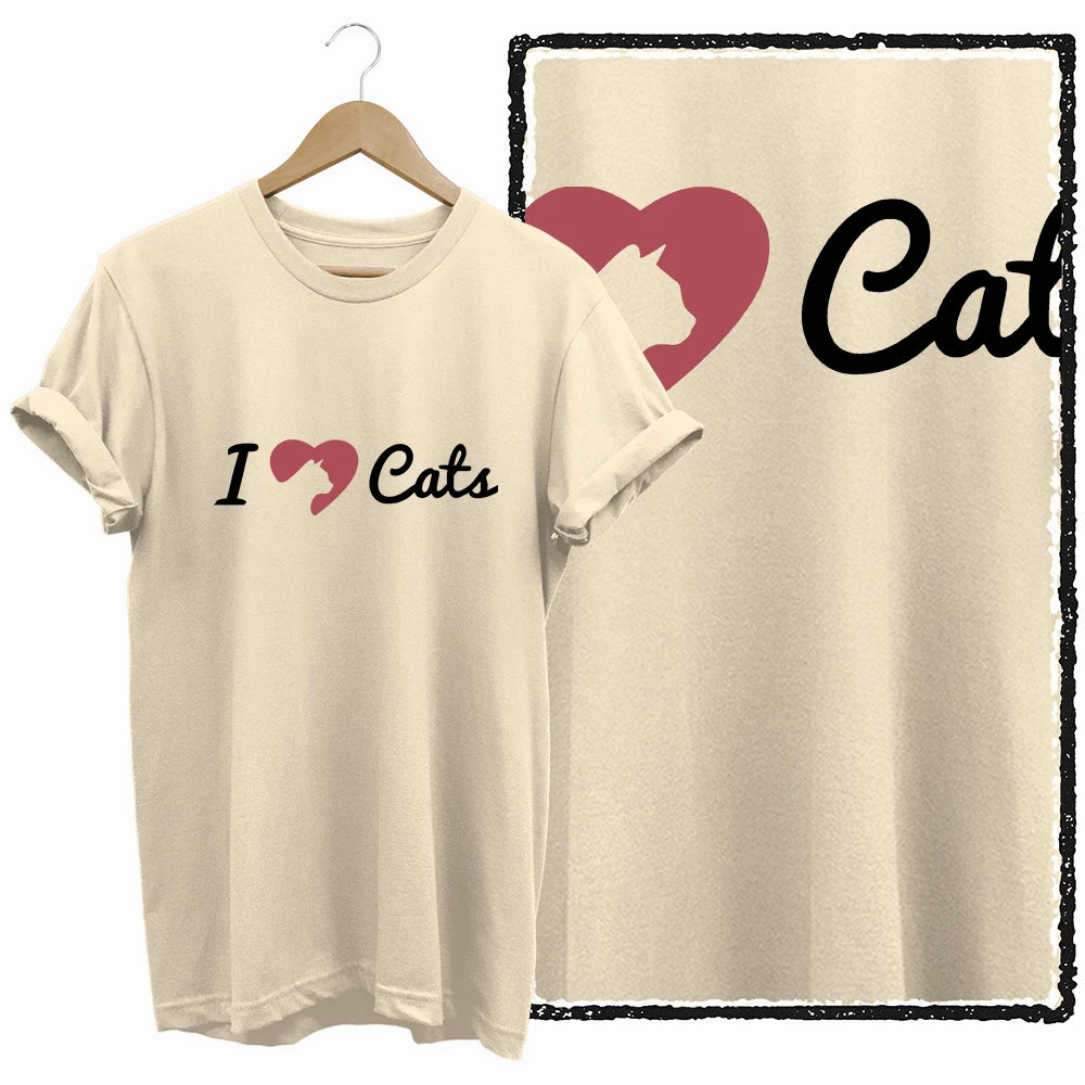 COOLMIND Beige Cat Graphic T-Shirt | Women's Relaxed Fit