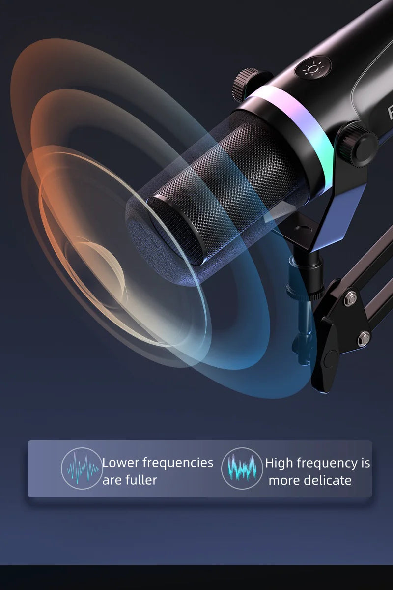Bluedio S3000 Microphone - USB/XLR Dynamic Mic for Gaming, Streaming, and PS5/4 with Headphone Jack, RGB, and Mute Function