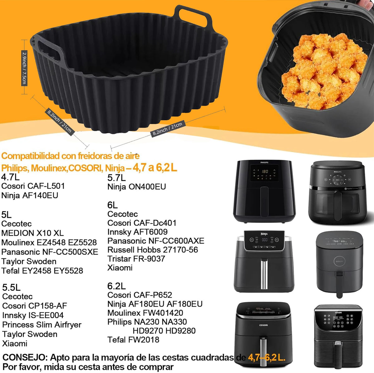 Silicone Air Fryer Square Molds