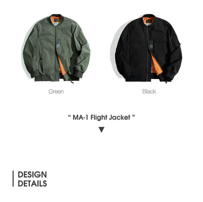 Maden Retro MA1 Bomber Flight Jackets Green Windproof Pilot Jacket Casual Motorcycle Baseball Coat for Men's Spring and Autumn