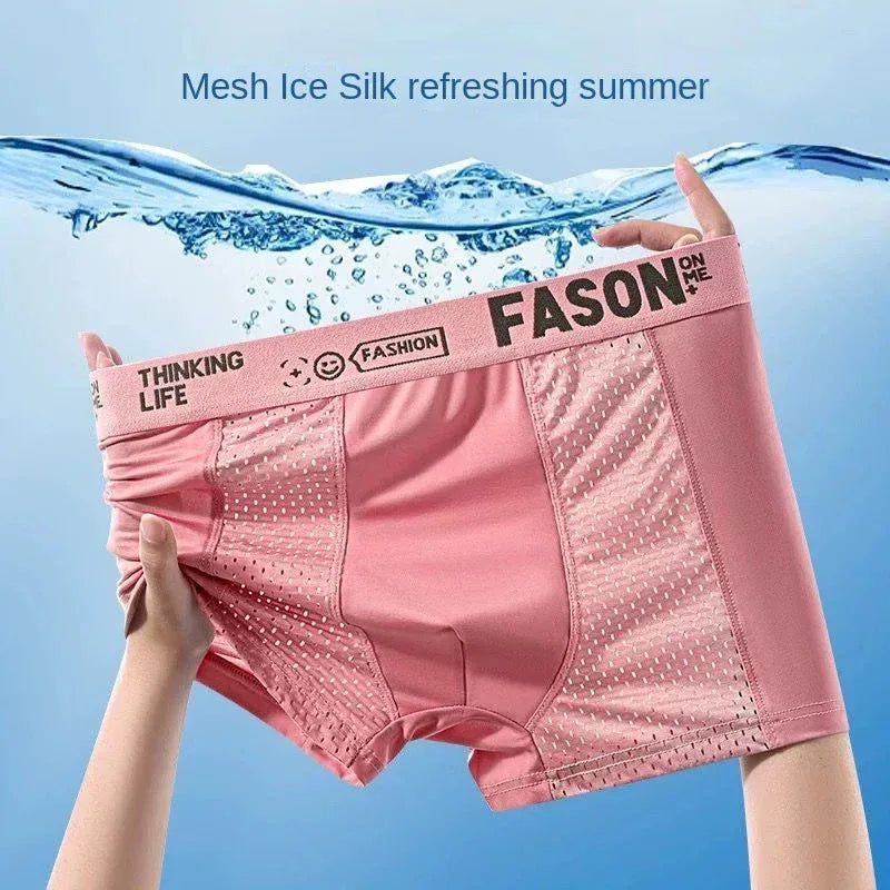 Men's 4 Pack Mesh Ice Silk Boxer Shorts - ShopHub