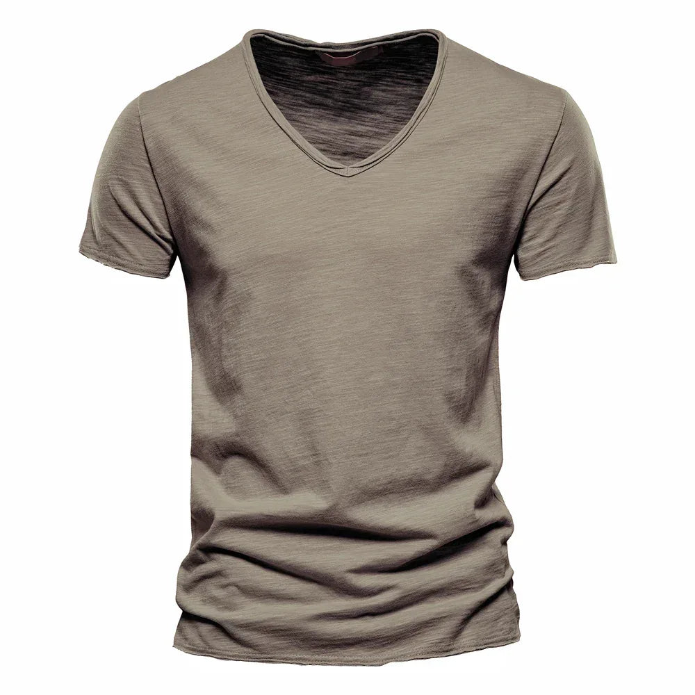 AIOPESON 100% Cotton Men's V-Neck T-Shirts - ShopHub