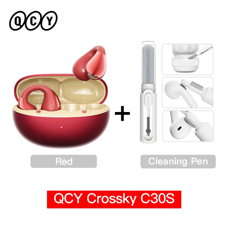 QCY Crossky C30S Wireless Earphones - Hi-Res LDAC Open Ear Clip-On Bluetooth 6.0 Sports Headphones with 40H Battery Life
