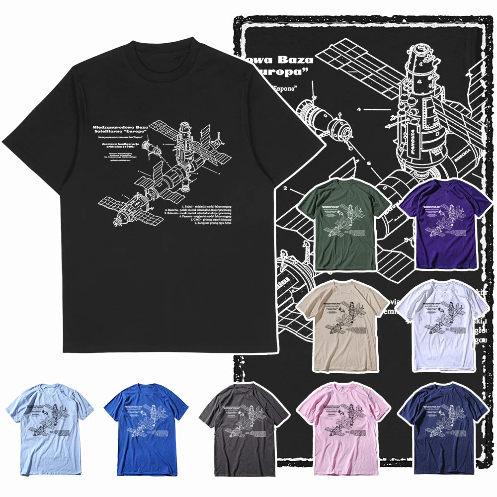 COOLMIND Z1149 Space Station Graphic Cotton Tee