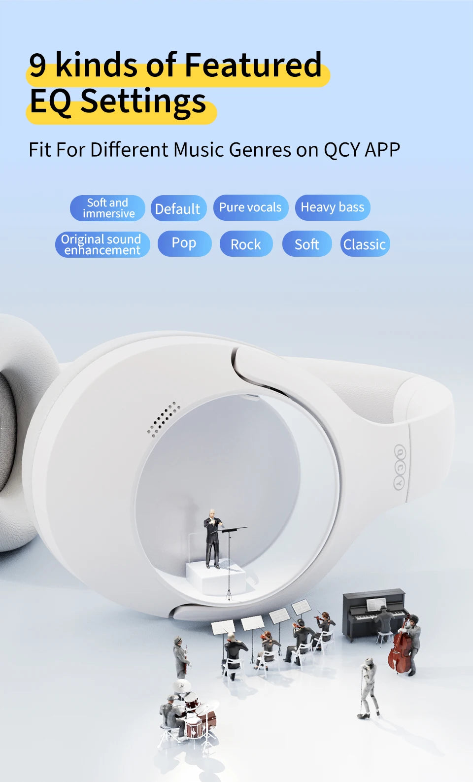 QCY H3 Lite ANC Wireless Headphones with Bluetooth 5.3, 40mm Driver, and 60H HiFi Sound - ShopHub