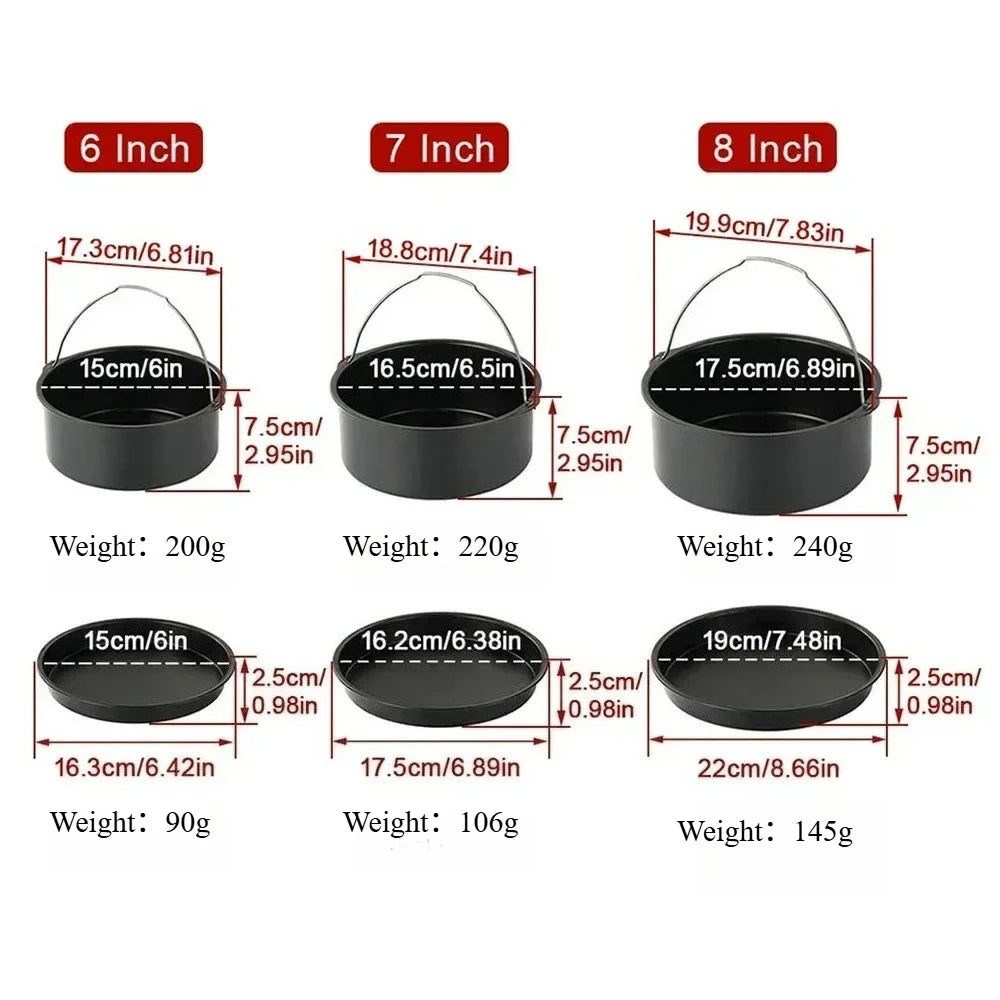 1pc Round Non-Stick Cake Mold 6/7/8 Inch, for Air Fryer