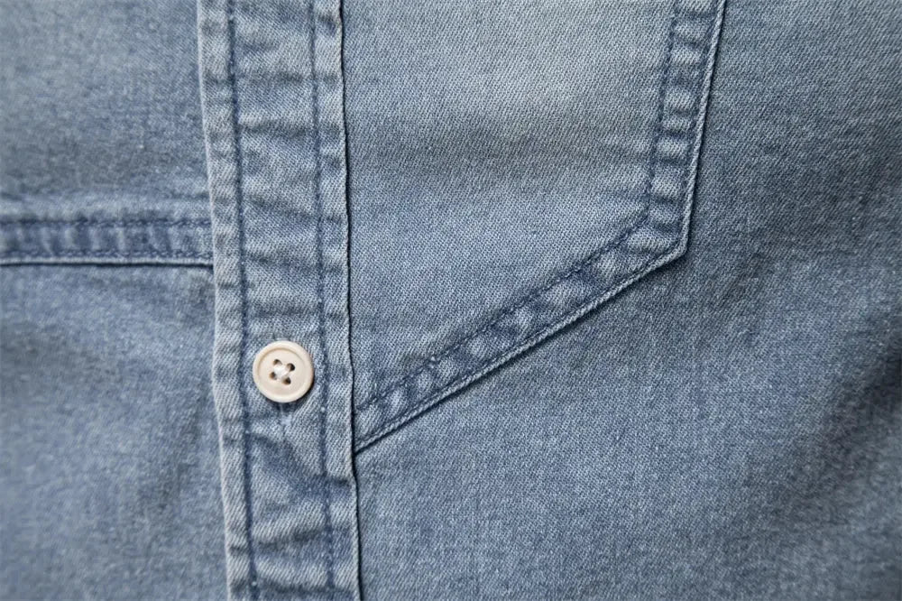 AIOPESON Men's Cotton Denim Slim Fit Shirts - ShopHub