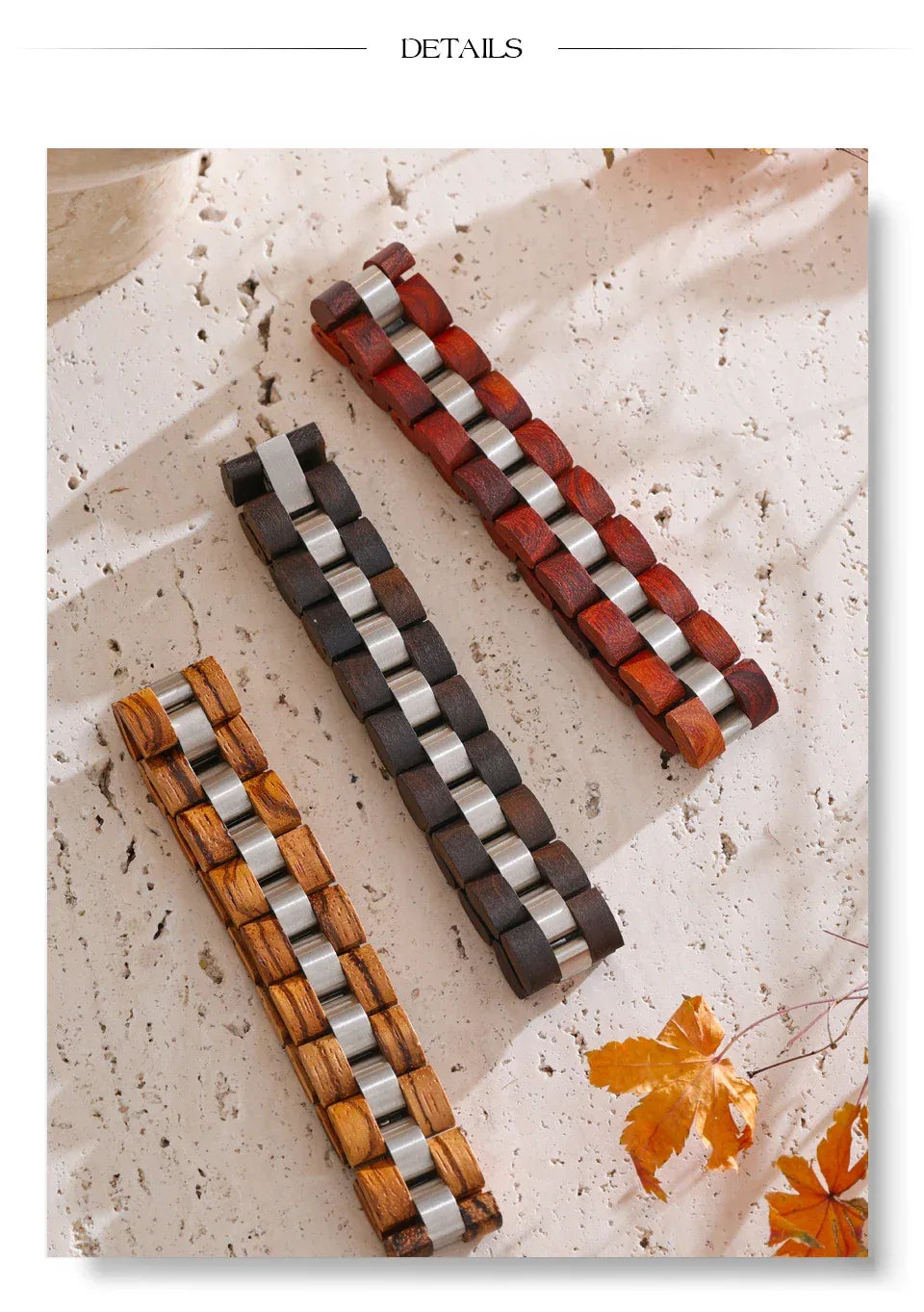 22cm Men's Natural Wood Chain Wide Bracelet - ShopHub