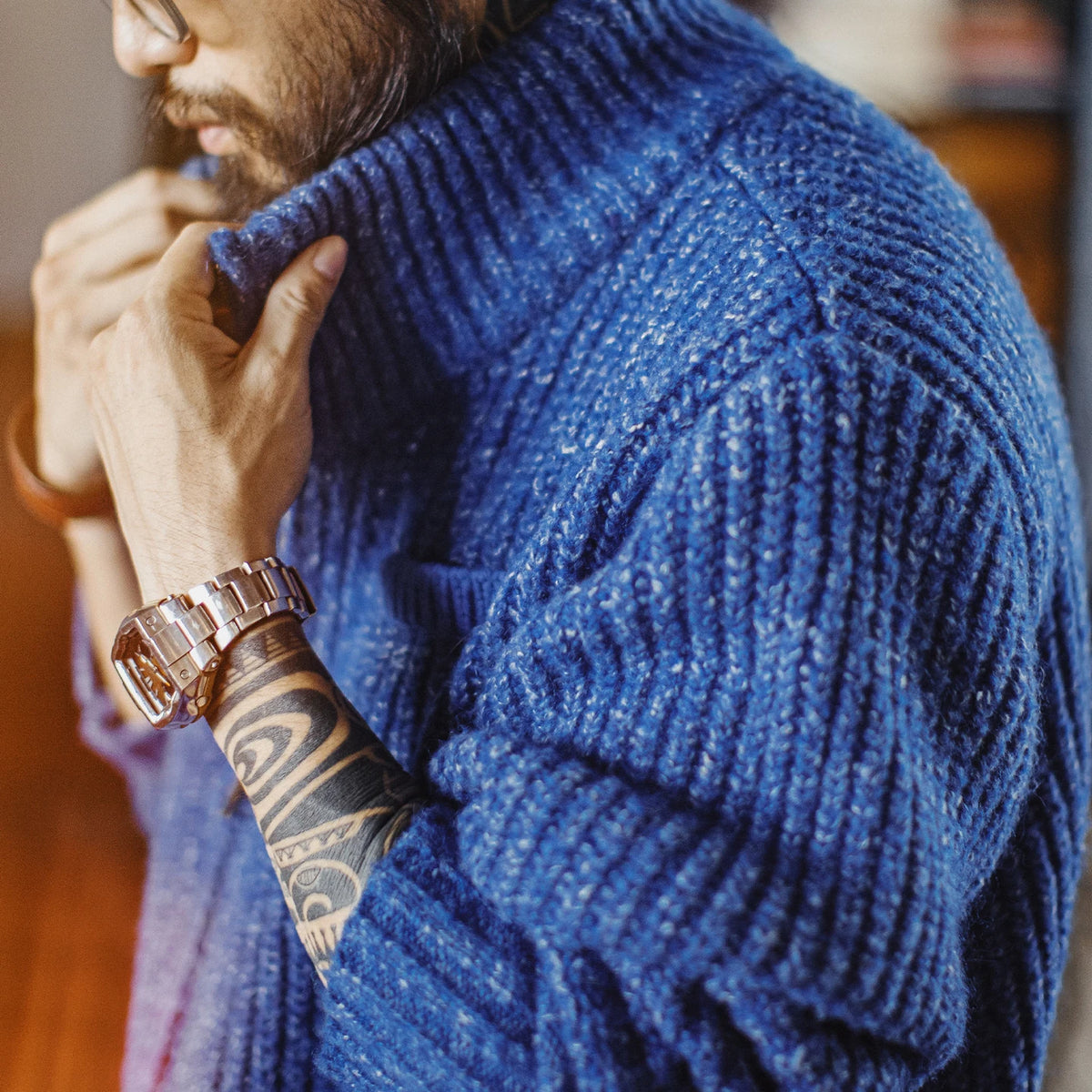 MADEN Heavyweight Mock-Neck Zip Cardigan