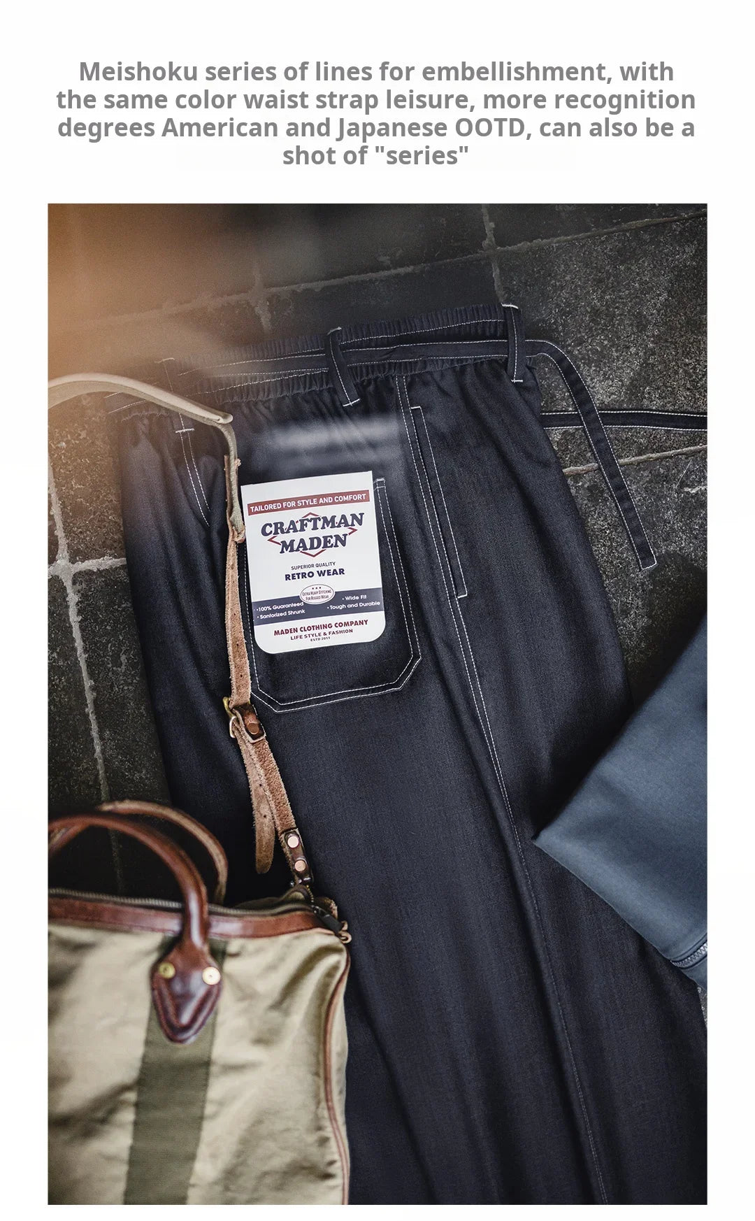 Maden Vintage Black Draped Non-Iron Denim Jeans