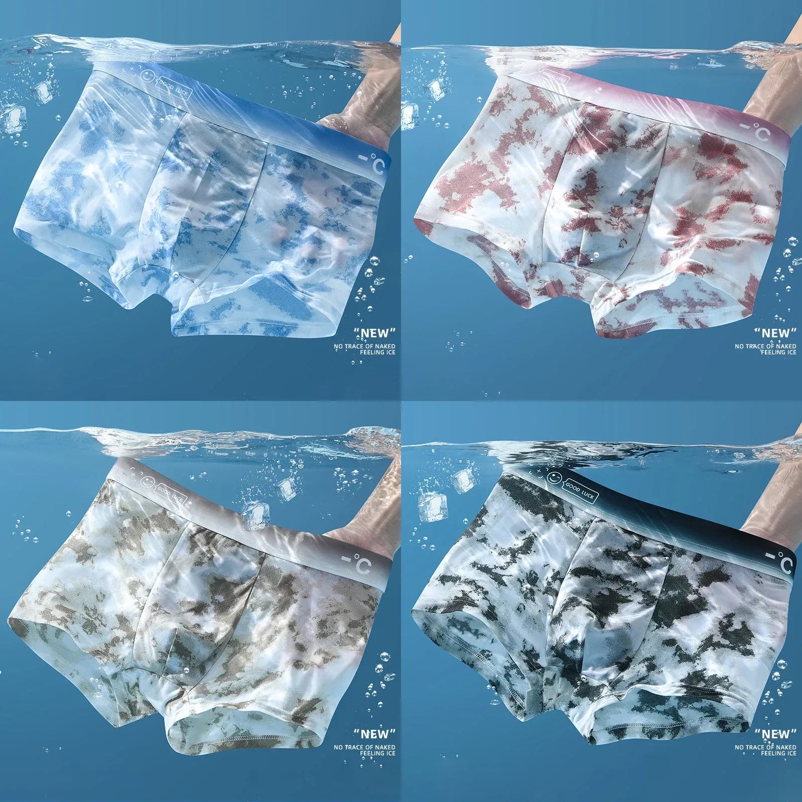 4 Pack Men's Ice Silk Boxer Shorts - ShopHub