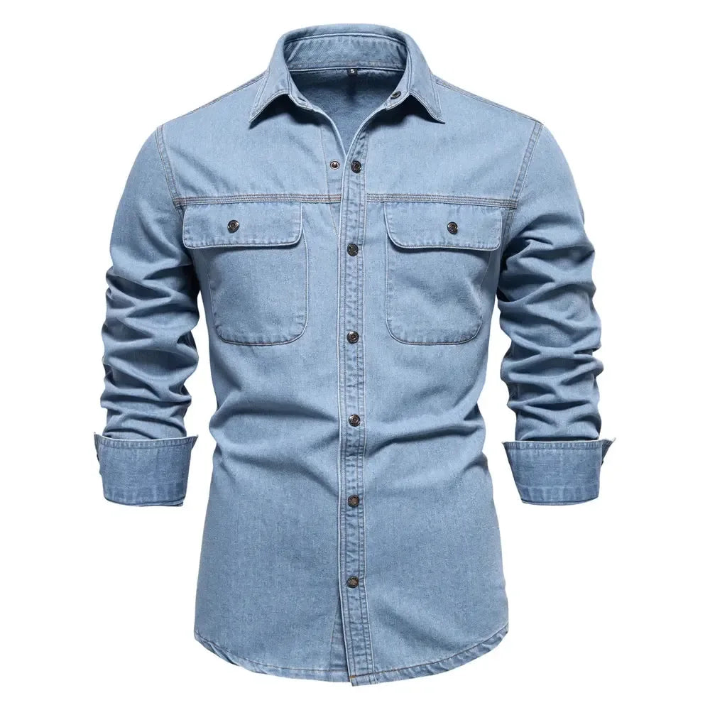AIOPESON's 100% Cotton Denim Shirts - ShopHub