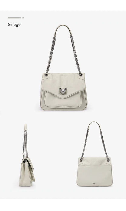 BAFELLI Chained Genuine Leather Satchel Bag